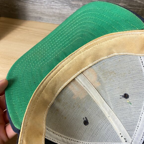 Vintage Notre Dame Fighting Irish Hat Cap Snapback Blue Wool New Era - Picture 7 of 11